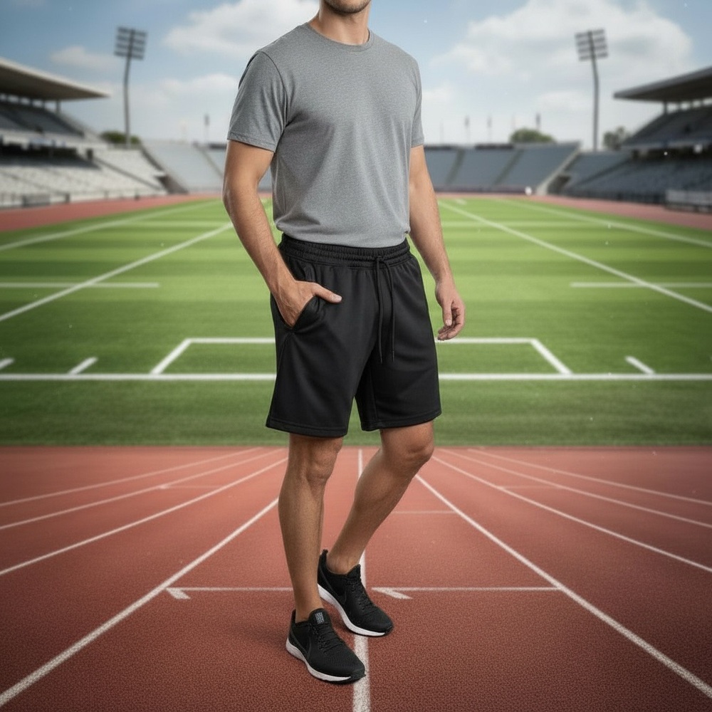 Black Athletic Shorts with Elastic Waistband - New - Size M - RBX Active B10